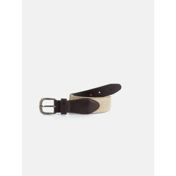 Cinturon silbon piel ikat beige