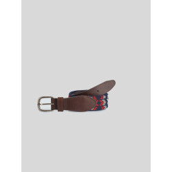 Cinturon silbon piel detalle tejido multicolor